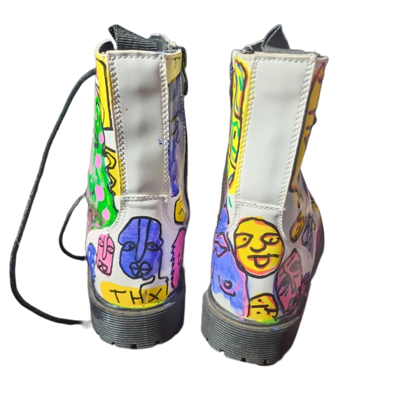 Custom One of a Kind Hand Painted Combat Boots Womens Size 7 - Picture 4 of 8